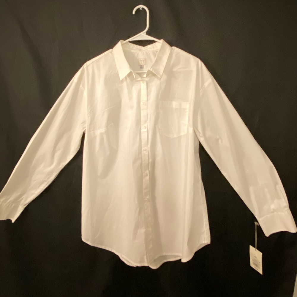 A New Day Women’s White Long Sleeve Button- Down Shirt